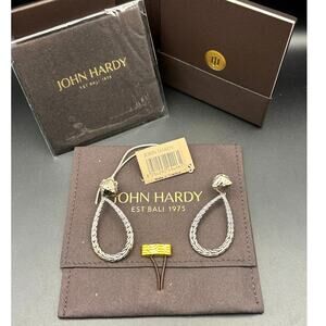 John Hardy 1833335 Womens Classic Chain Hammered Silver Pear Drop Earrings NIBWT